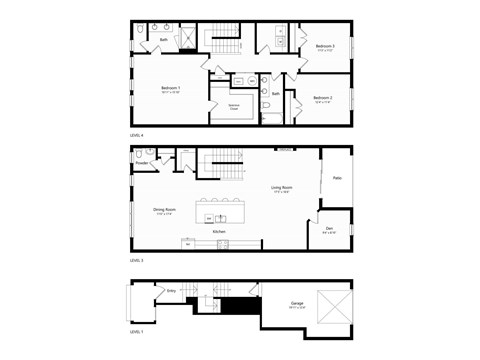 Floor plan for 3 beds, 2.5 baths, 2456 sqft